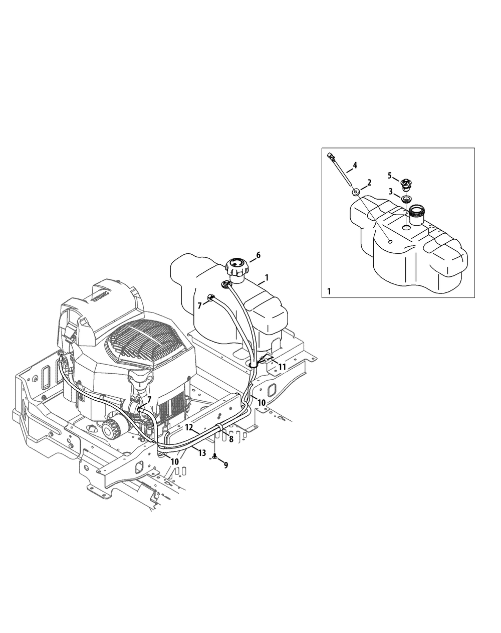 Fuel Tank Diagram and Parts List for Z-FORCEL60 (17ASDALD010)(2014) Cub Cadet Lawn Tractor
